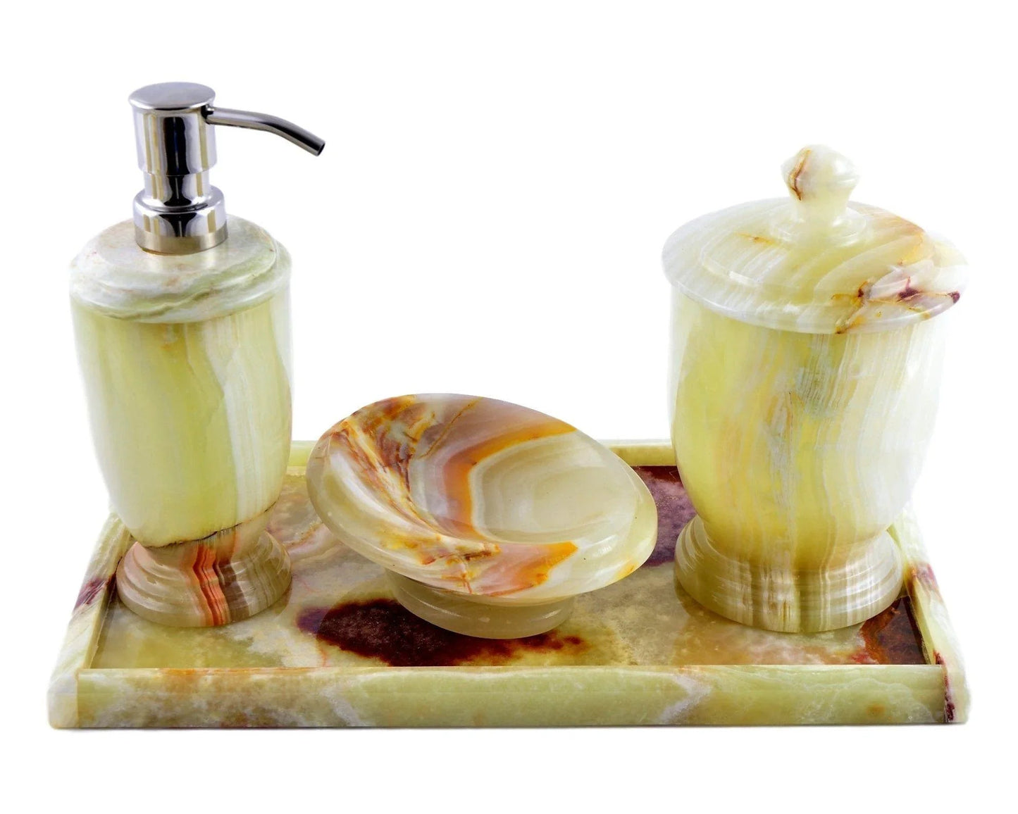 Pistachio Green Onyx Bathroom Accessory Set of Atlantic Collection - PoshaBella