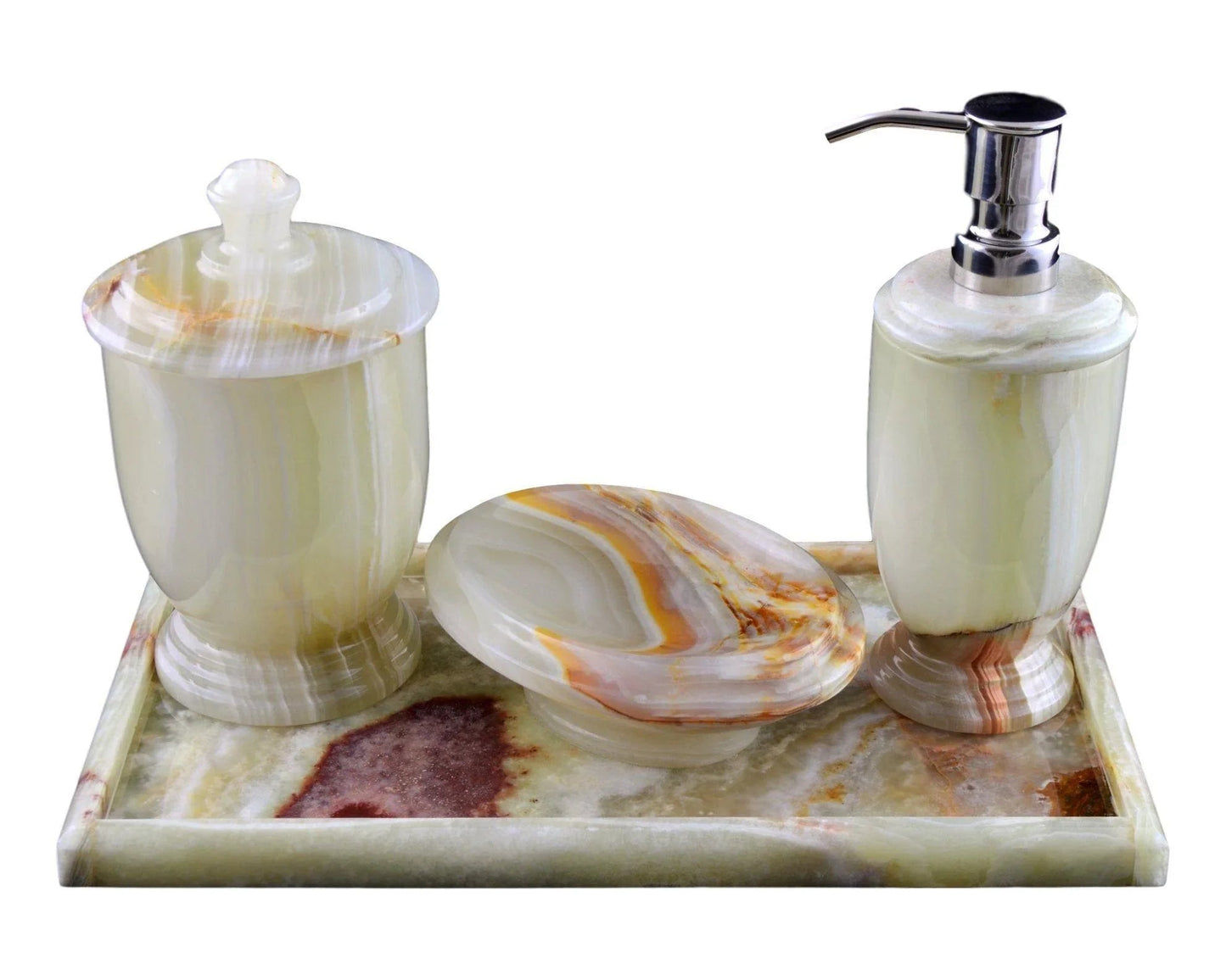 Pistachio Green Onyx Bathroom Accessory Set of Atlantic Collection - PoshaBella