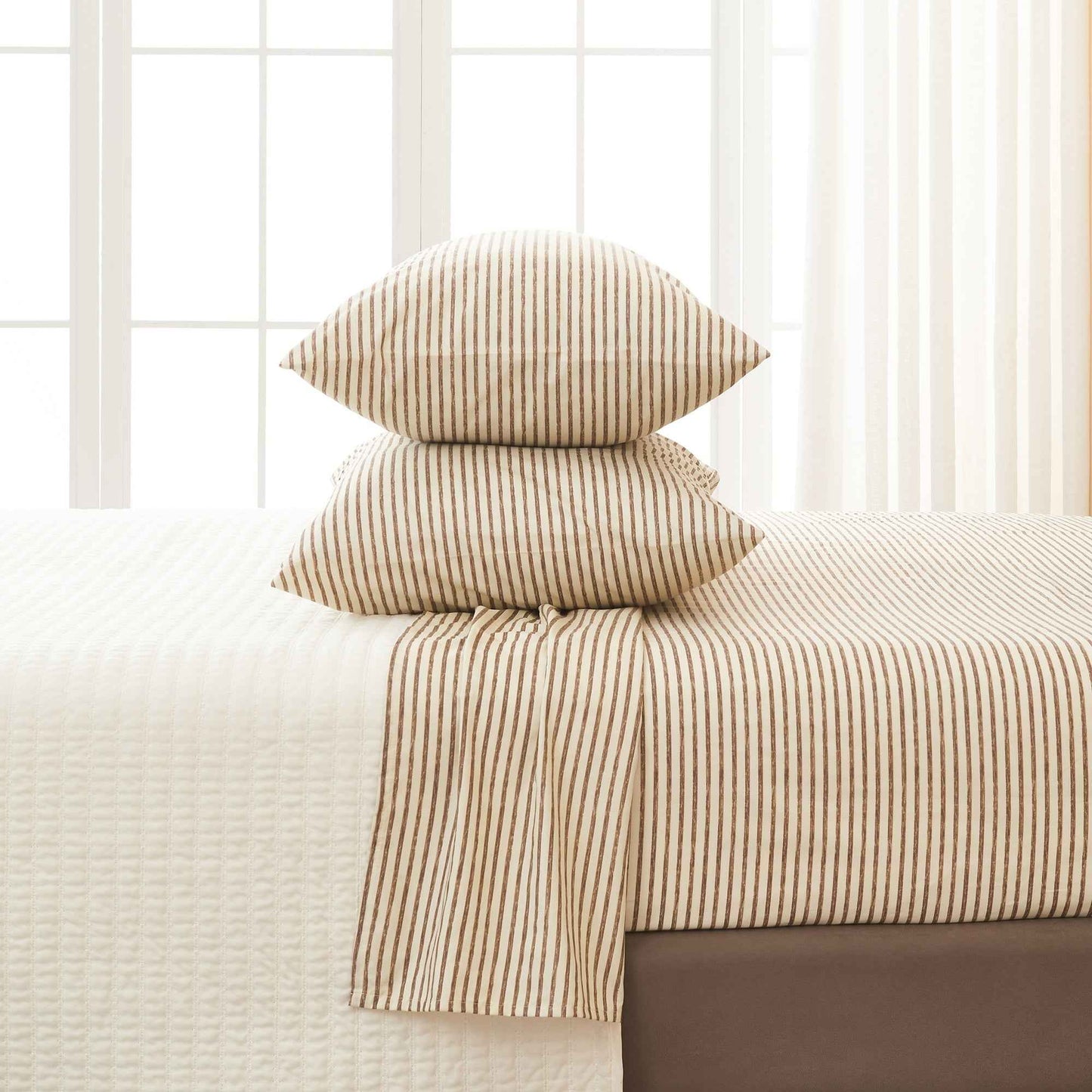 Striped Microfiber Sheet Set - Evette Collection
