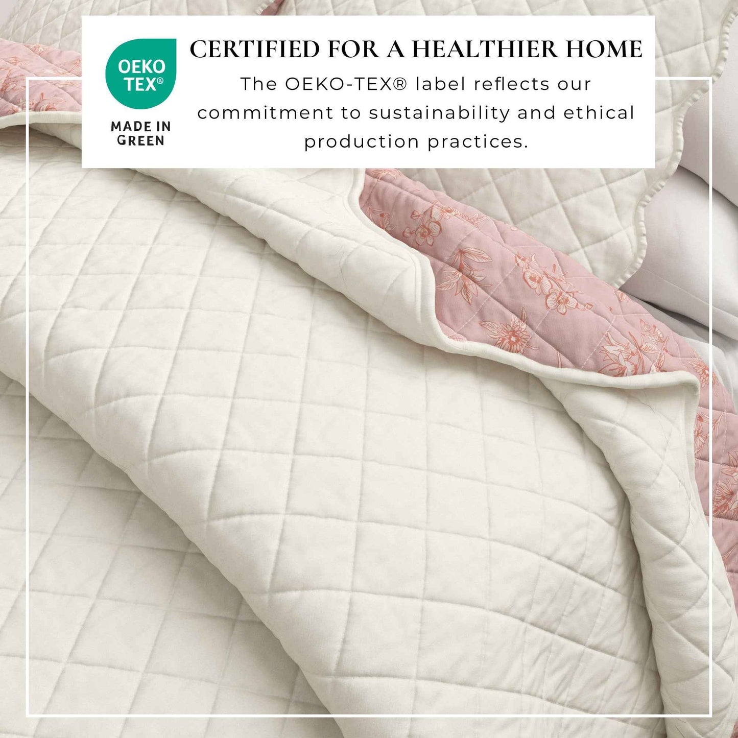 Floral Print & Scallopeded Edge Cotton Quilt Set - Sandie Collection