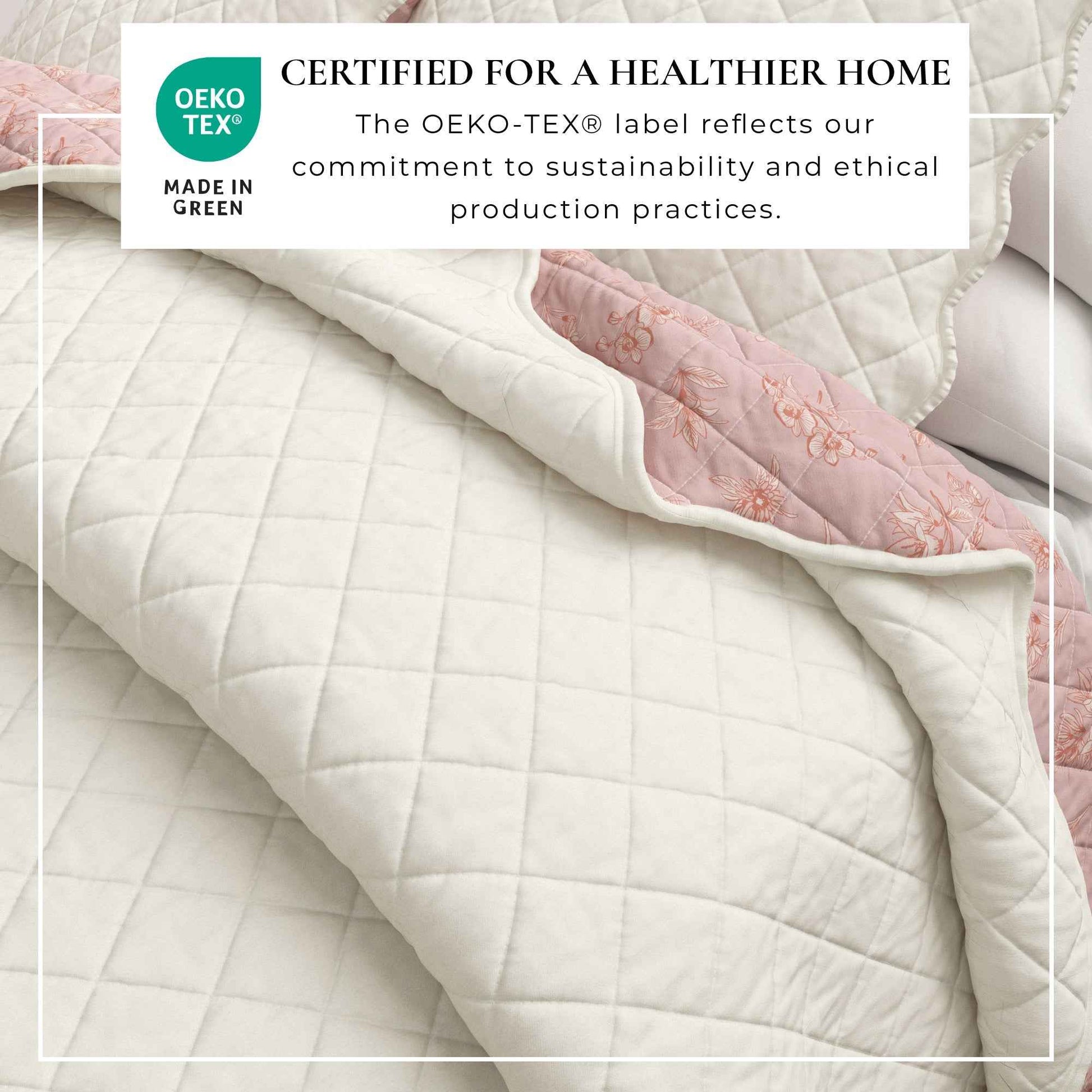 Floral Print & Scallopeded Edge Cotton Quilt Set - Sandie Collection