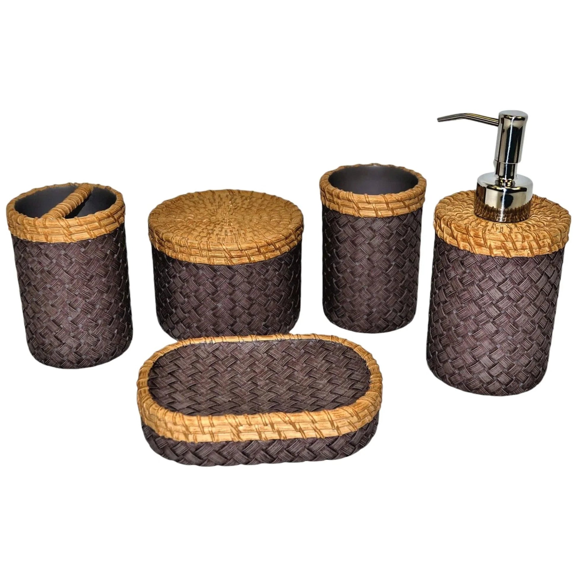 Purple Bath Set Featuring a Sleek Weave Design - PoshaBella