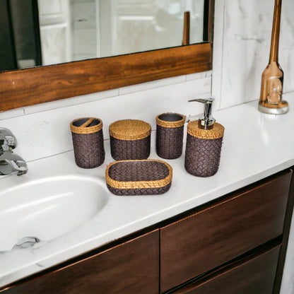 Purple Bath Set Featuring a Sleek Weave Design - PoshaBella