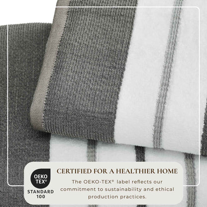 Decorative Cotton Stripe Bath Towel Set - Noelle Collection