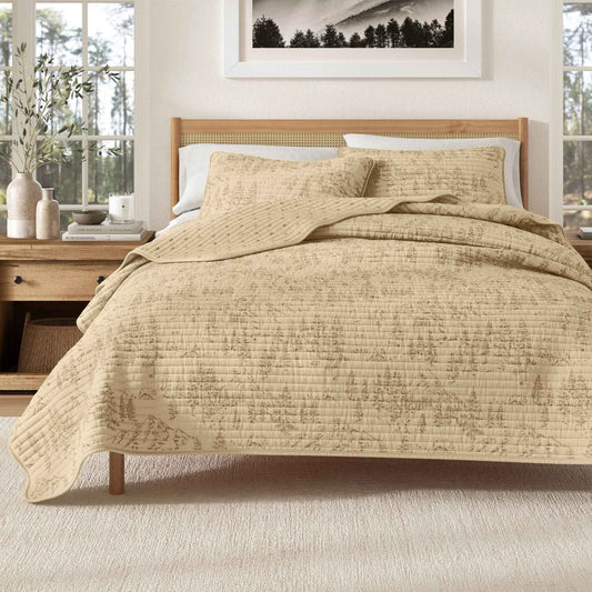 3 Piece Lodge Printed Quilt - Moonlight Ridge