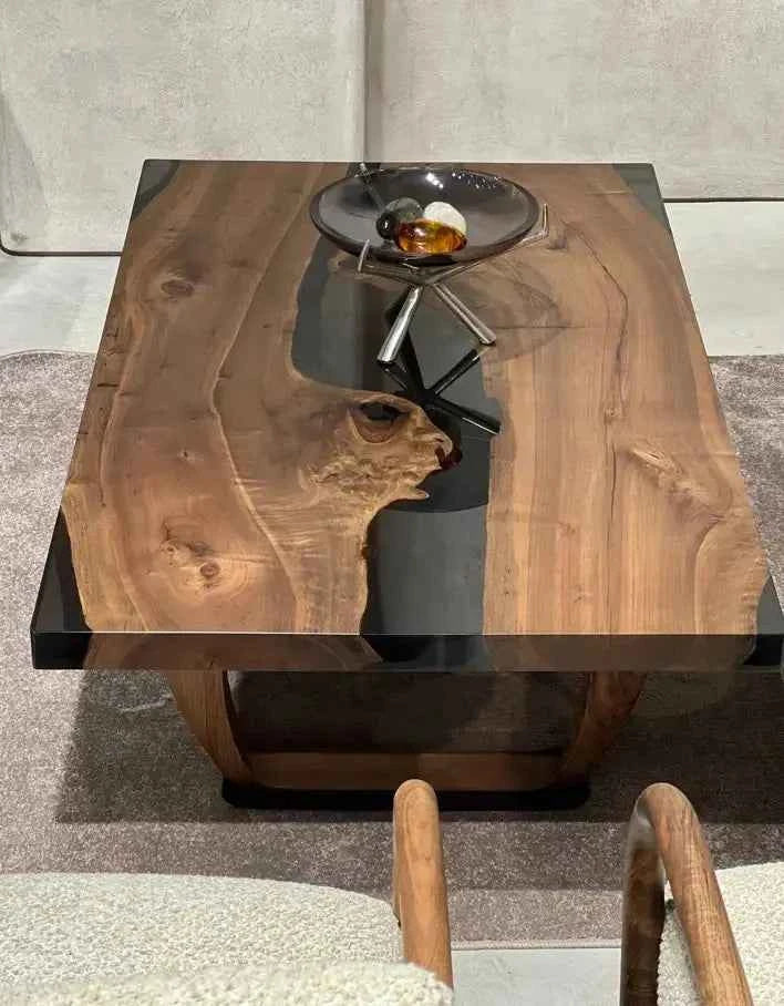 Resin Coffee Table With Walnut Legs