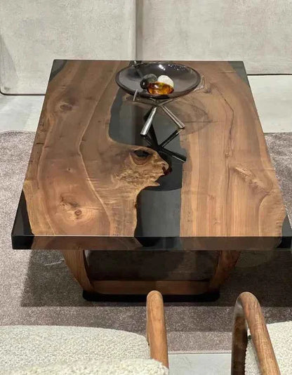 Resin Coffee Table With Walnut Legs