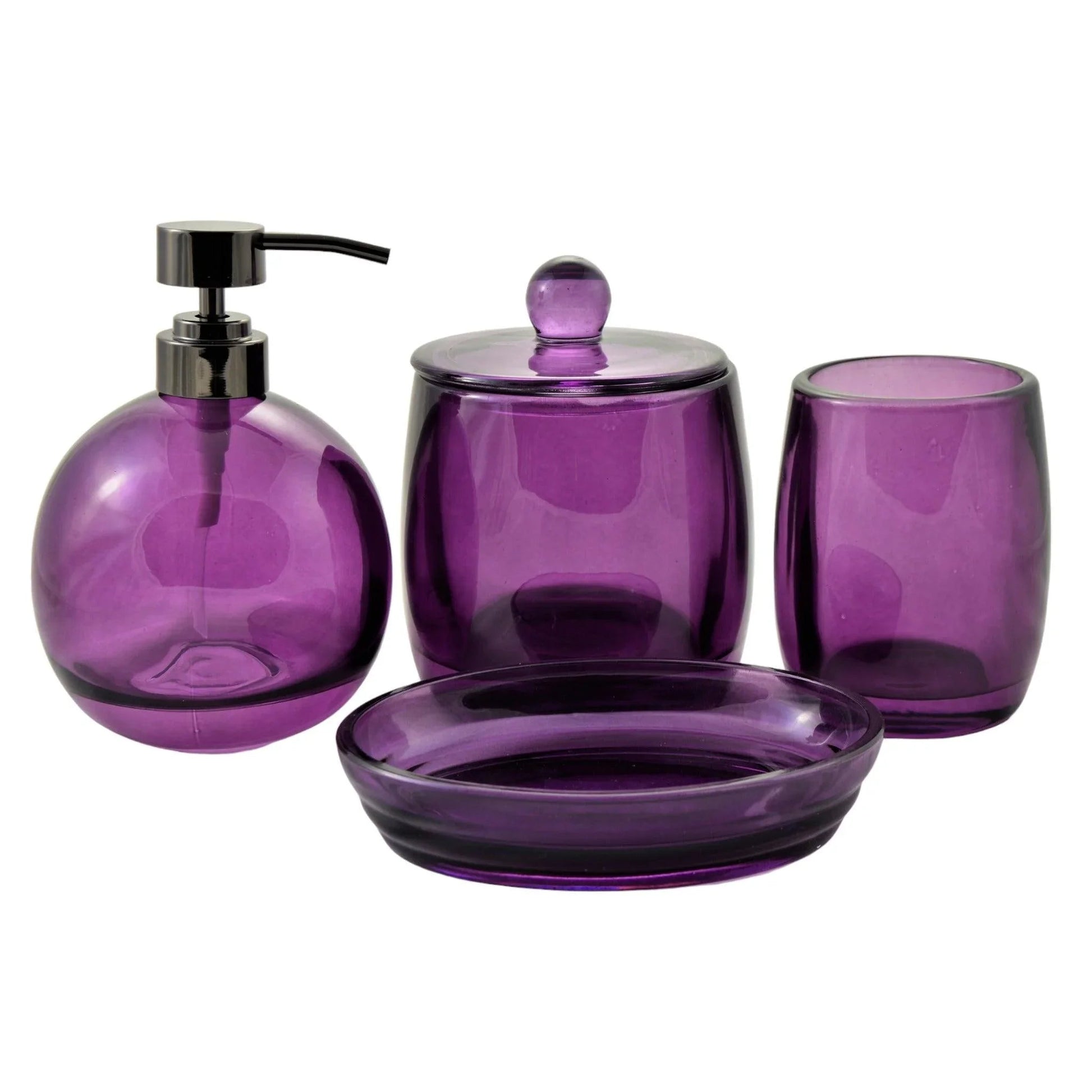 Ruby Glass 4-Piece Bathroom Set - PoshaBella