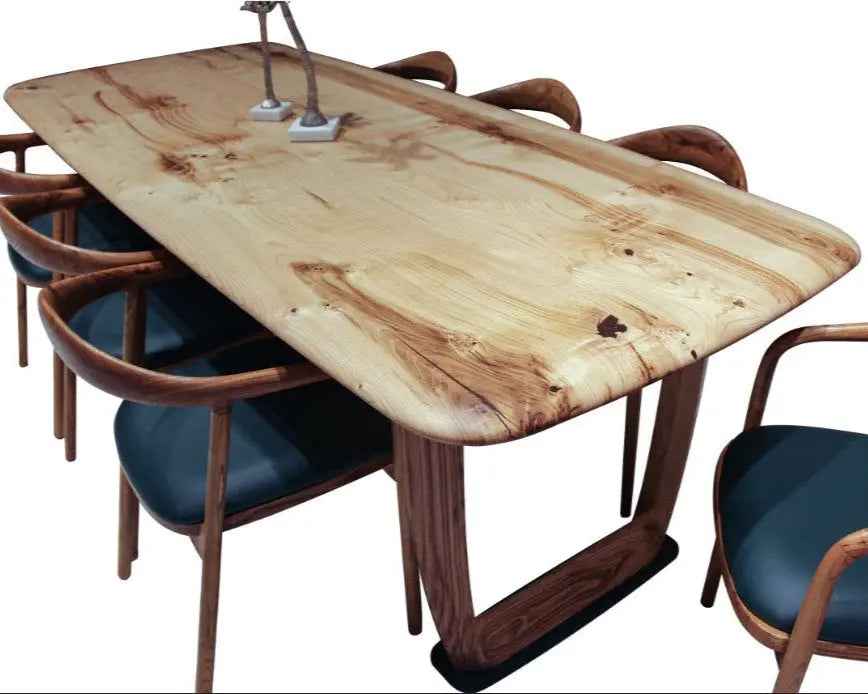 Rustic Solid Chestnut Wood Dining Table with Chestnut Legs