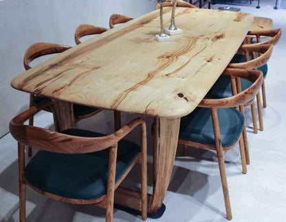 Rustic Solid Chestnut Wood Dining Table with Chestnut Legs