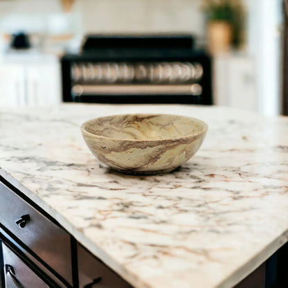 Sahara Beige Marble 12 inch Decorative Fruit Bowl - PoshaBella