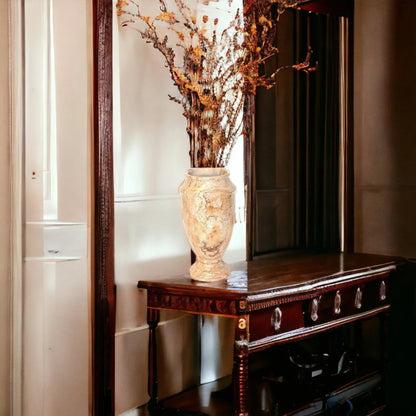 Sahara Beige Marble 13-inches Tall Decorative Vase - PoshaBella
