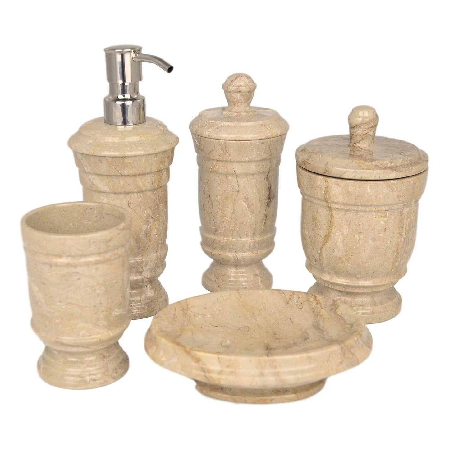 Sahara Beige Marble 5-Piece Bath Set | Tasmanian Collection - PoshaBella