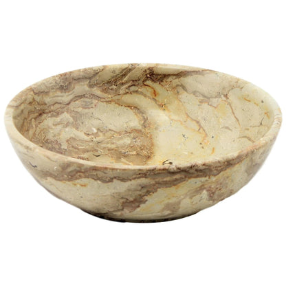 Sahara Beige Marble 8-inch Centerpiece Bowl for Dining Room Table - PoshaBella