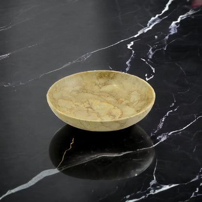 Sahara Beige Marble 8-inch Centerpiece Bowl for Dining Room Table - PoshaBella