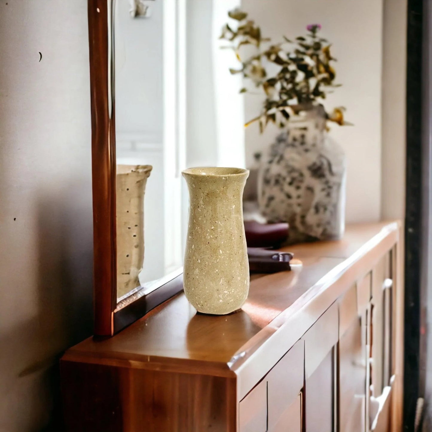 Sahara Beige Marble 9 inch Kitchen Vase - PoshaBella
