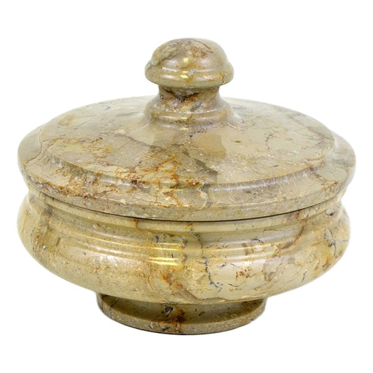Sahara Beige Marble Bathroom Cotton Balls Holder | Canister - PoshaBella