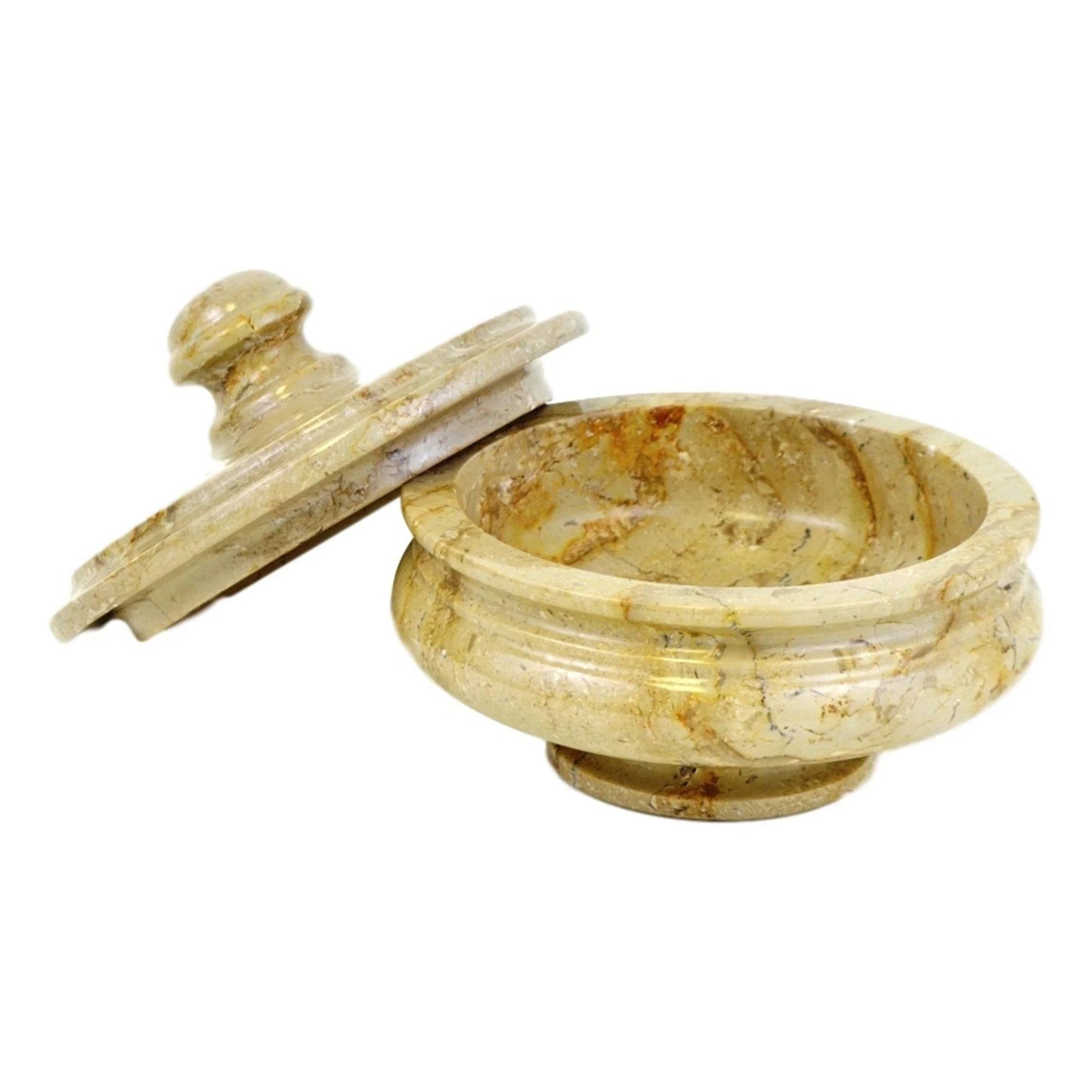 Sahara Beige Marble Bathroom Cotton Balls Holder | Canister - PoshaBella