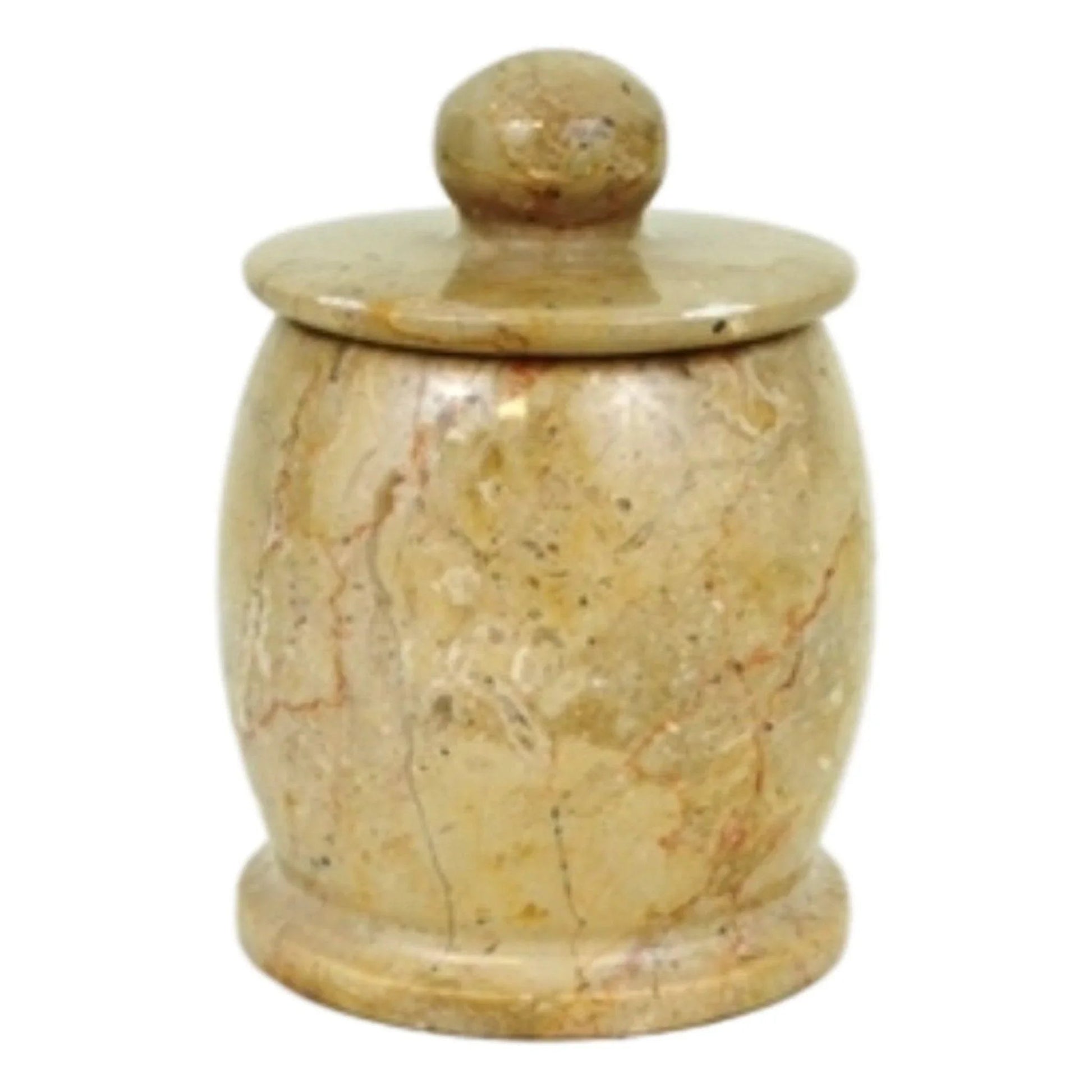 Sahara Beige Marble Decorative Jar | Cotton Jar - PoshaBella