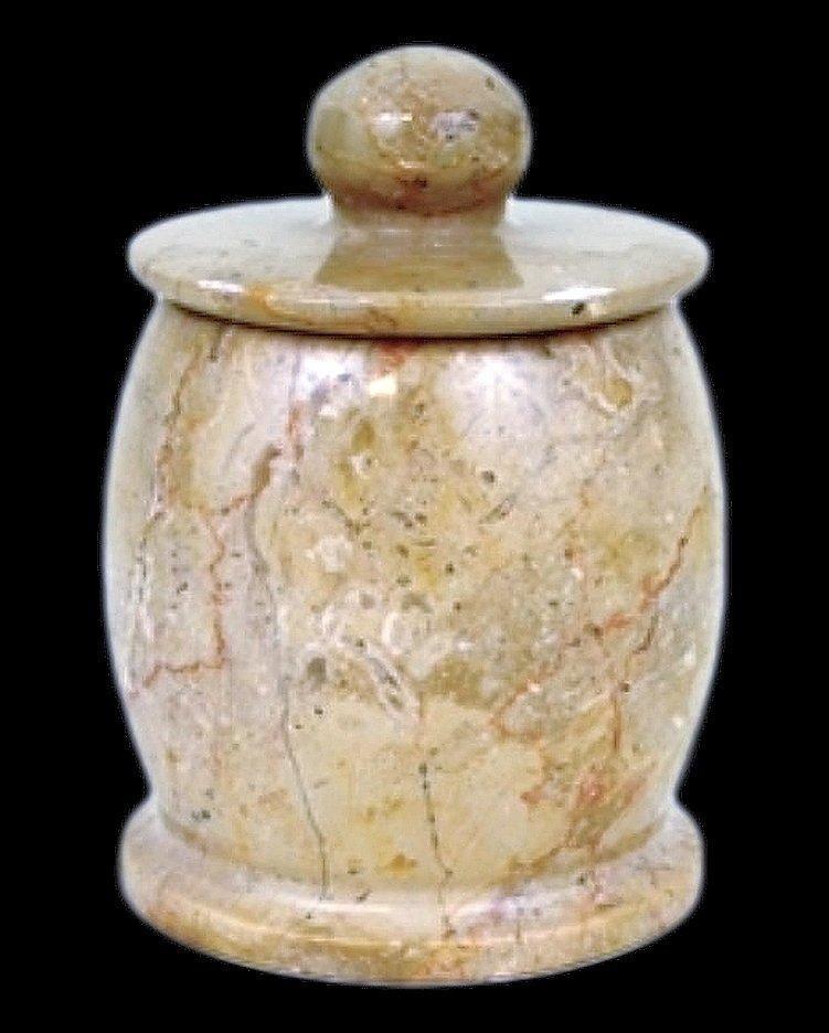 Sahara Beige Marble Decorative Jar | Cotton Jar - PoshaBella