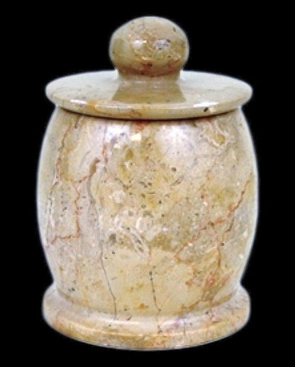 Sahara Beige Marble Decorative Jar | Cotton Jar - PoshaBella
