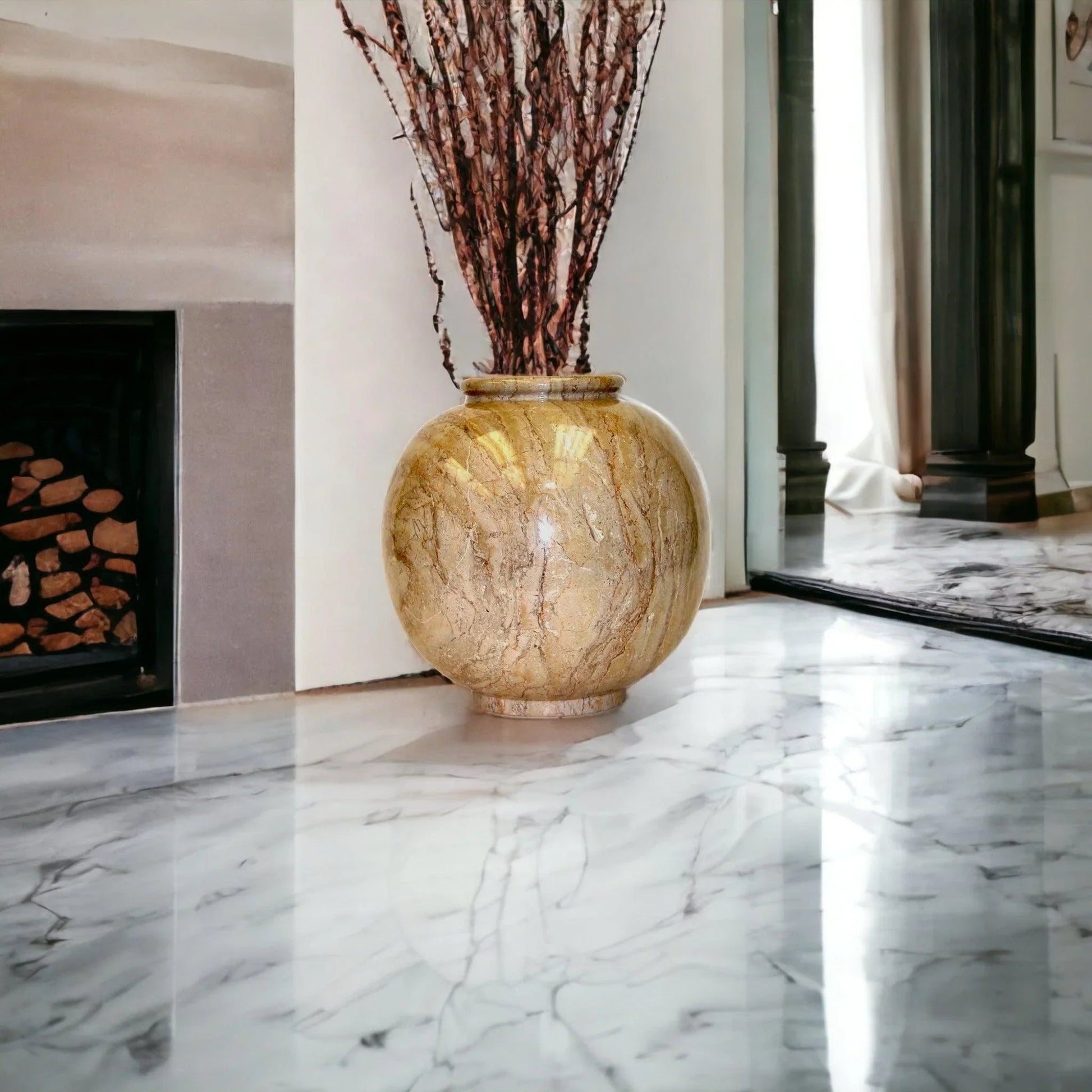 Sahara Beige Marble Large Vase - PoshaBella