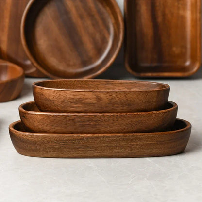 Salad Bowl - Boat-Shaped Walnut Wood