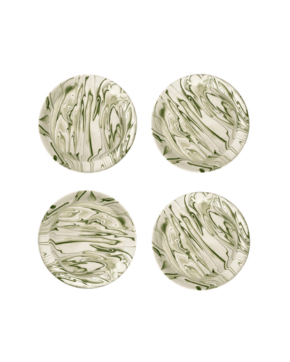 Marbled Olive Salad Plate - Set of 4