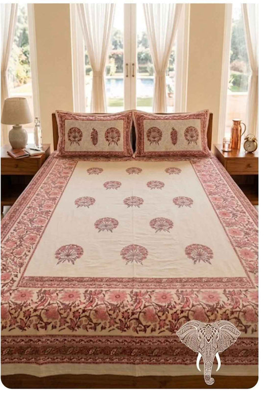 Sanganeri Heritage Hand-Block Printed Bedsheet Set | 100% Fine Cotton