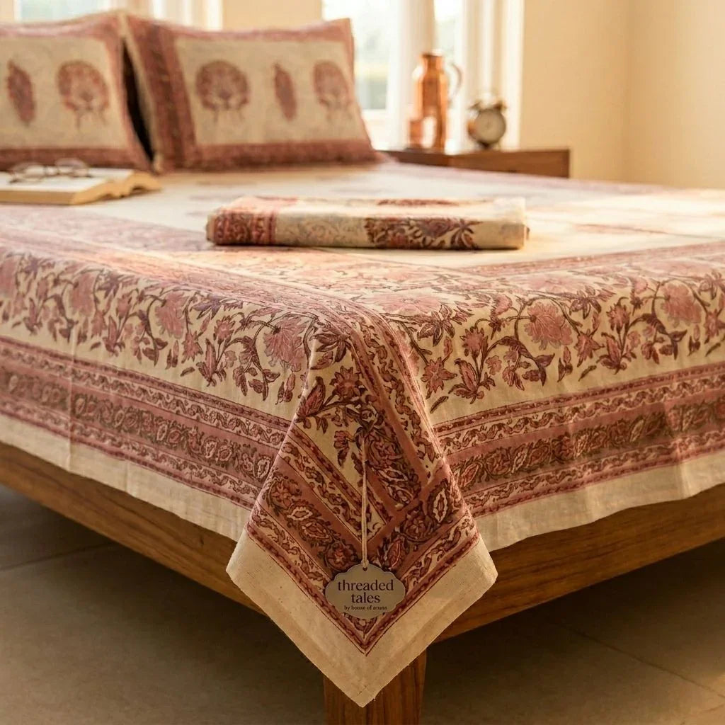 Sanganeri Heritage Hand-Block Printed Bedsheet Set | 100% Fine Cotton