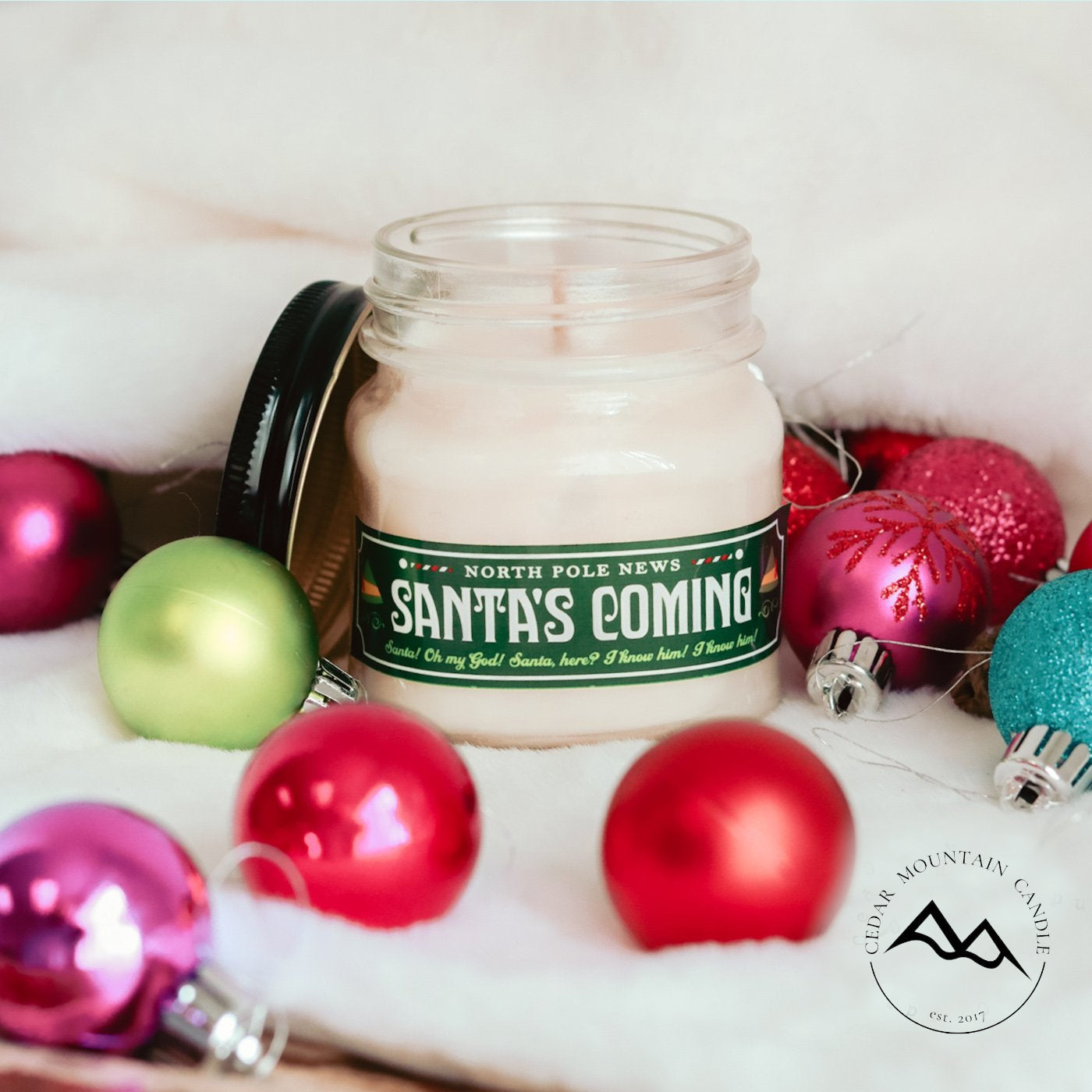 Elf Santa's Coming Mason Jar Soy Candle - Winter Scents - PoshaBella