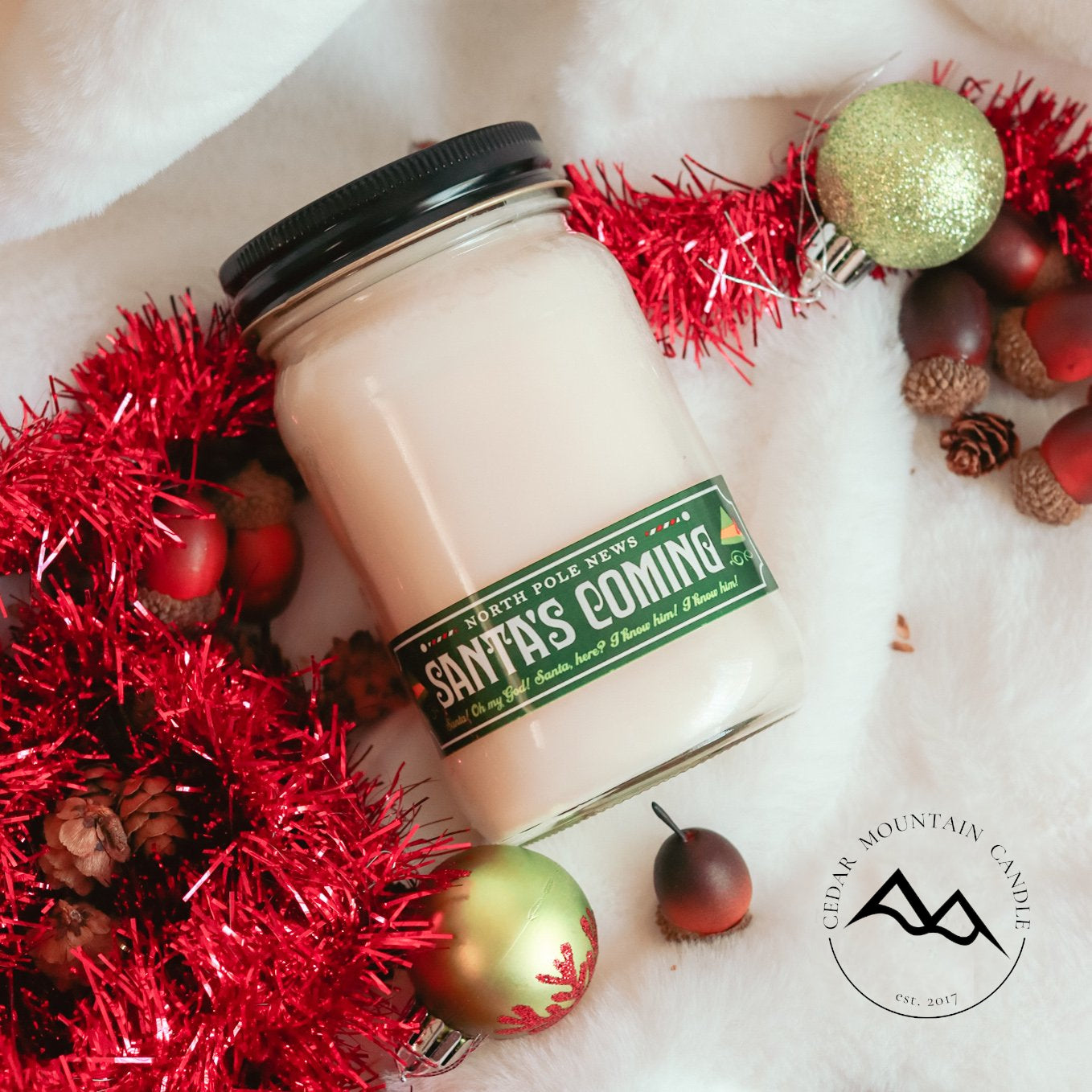 Elf Santa's Coming Mason Jar Soy Candle - Winter Scents - PoshaBella