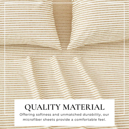 Striped Microfiber Sheet Set - Evette Collection