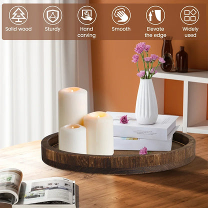Serving Platter - Retro Wooden Round 30cm