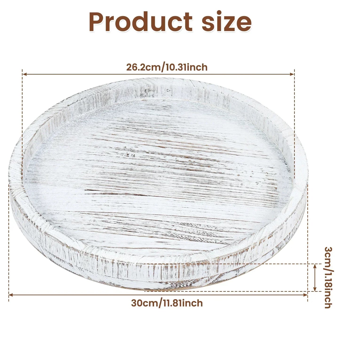 Serving Platter - Retro Wooden Round 30cm