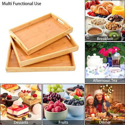 Serving Tray - Bamboo Wooden Rectangular