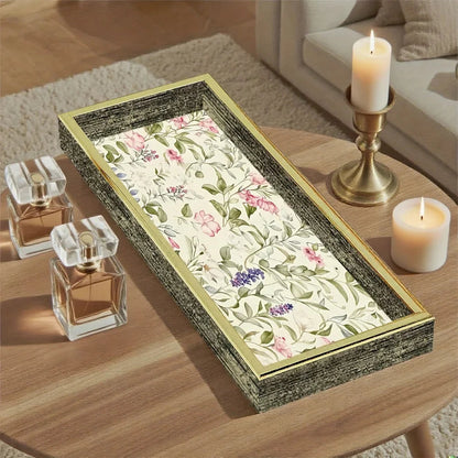Serving Tray - Decorative Glass Golden