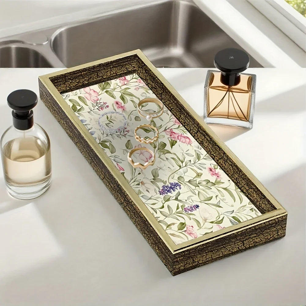 Serving Tray - Decorative Glass Golden