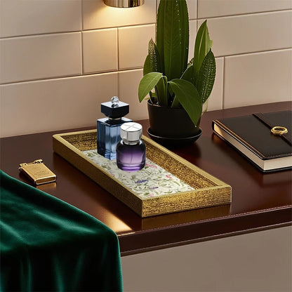 Serving Tray - Decorative Glass Golden