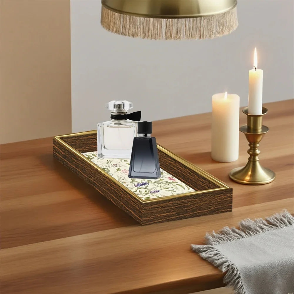 Serving Tray - Decorative Glass Golden