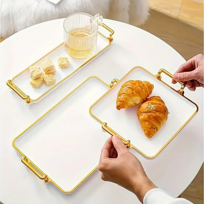 Serving Tray - Handles Ivory Golden