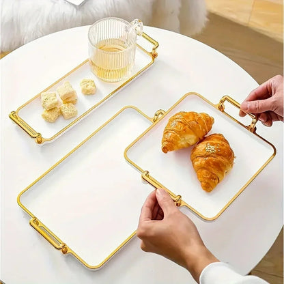 Serving Tray - Handles Ivory Golden