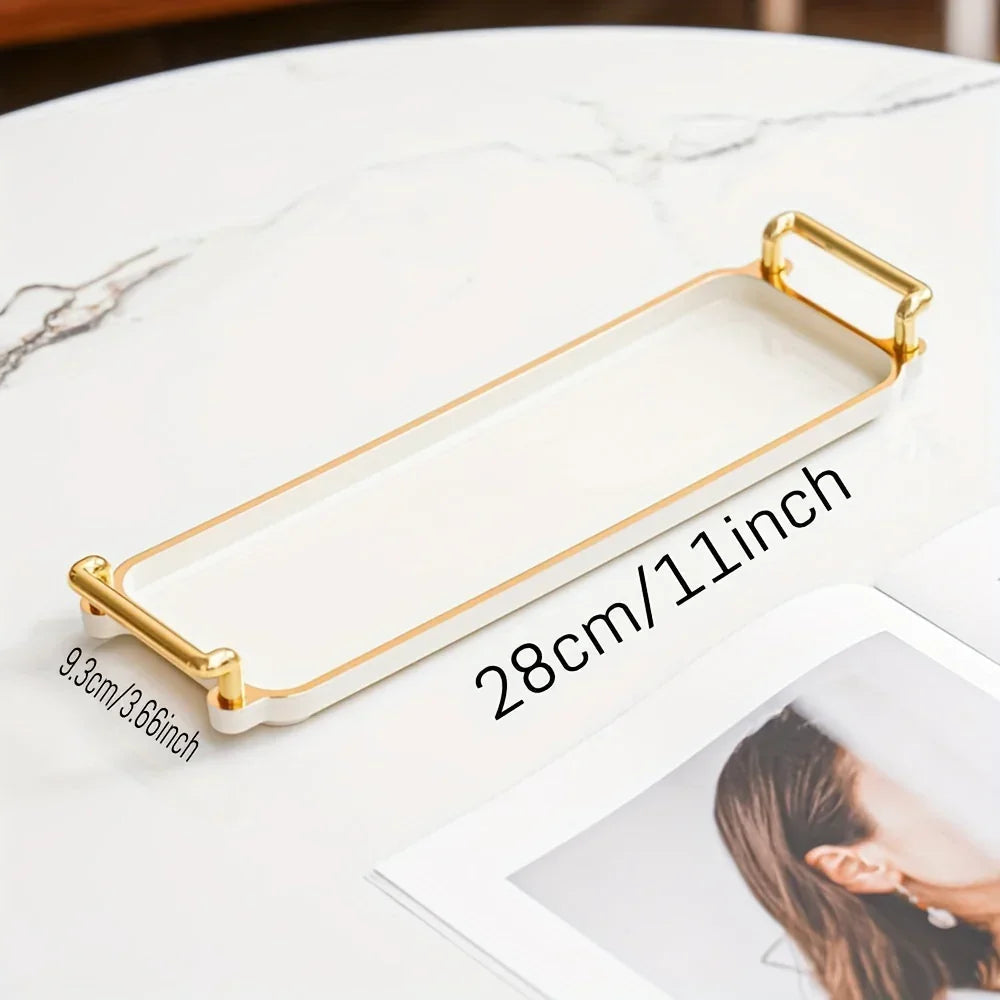 Serving Tray - Handles Ivory Golden