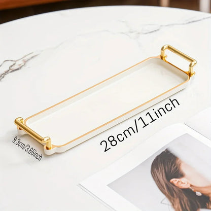 Serving Tray - Handles Ivory Golden