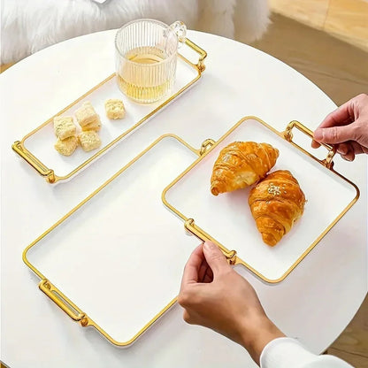 Serving Tray - Handles Ivory Golden
