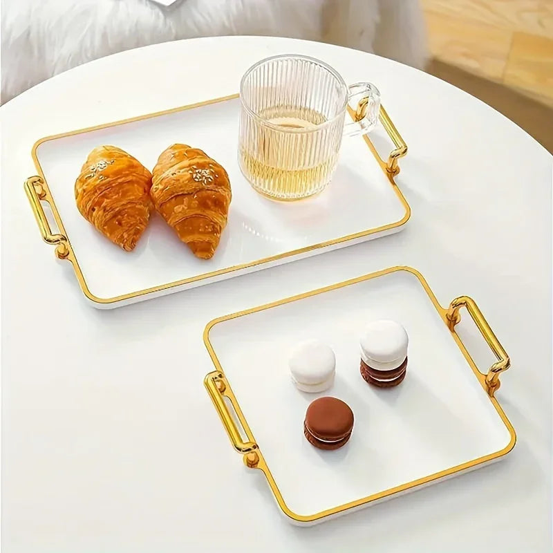Serving Tray - Handles Ivory Golden