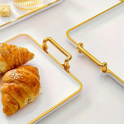 Serving Tray - Handles Ivory Golden