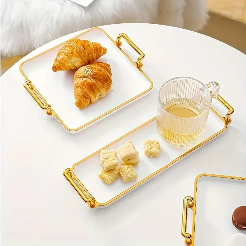 Serving Tray - Handles Ivory Golden