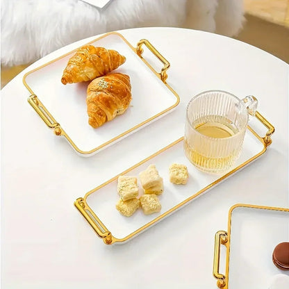 Serving Tray - Handles Ivory Golden