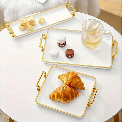 Serving Tray - Handles Ivory Golden